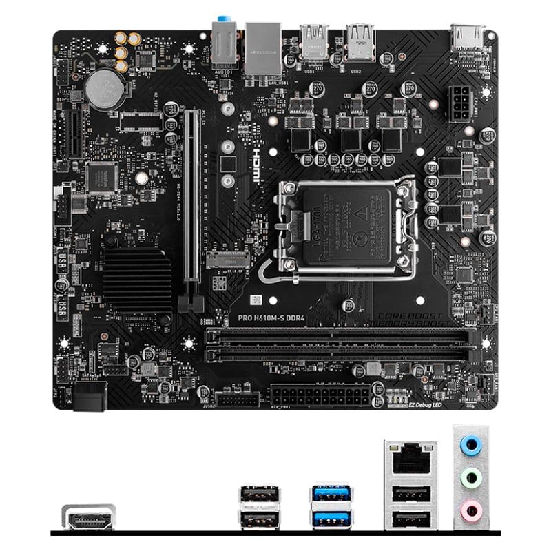 MSI - Motherboard  MSI H610M, LGA1700, M.2, para CPUs de 12va 13va 14va Gen