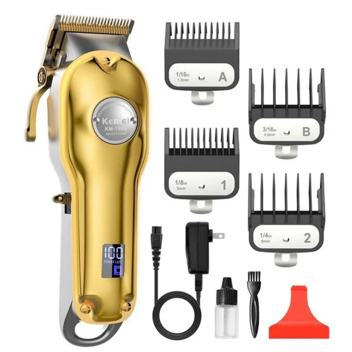 SEISA - Máquina De Cortar Cabello Inalambrica Profesional Kemei KM-1986 Dorado