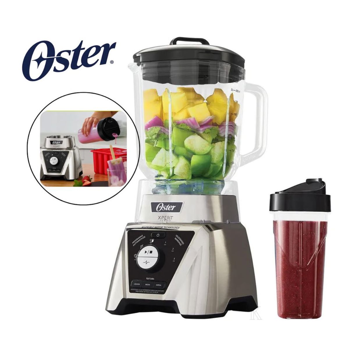 OSTER - Licuadora Xpert Series™ con Control de textura y un Blend-N-Go