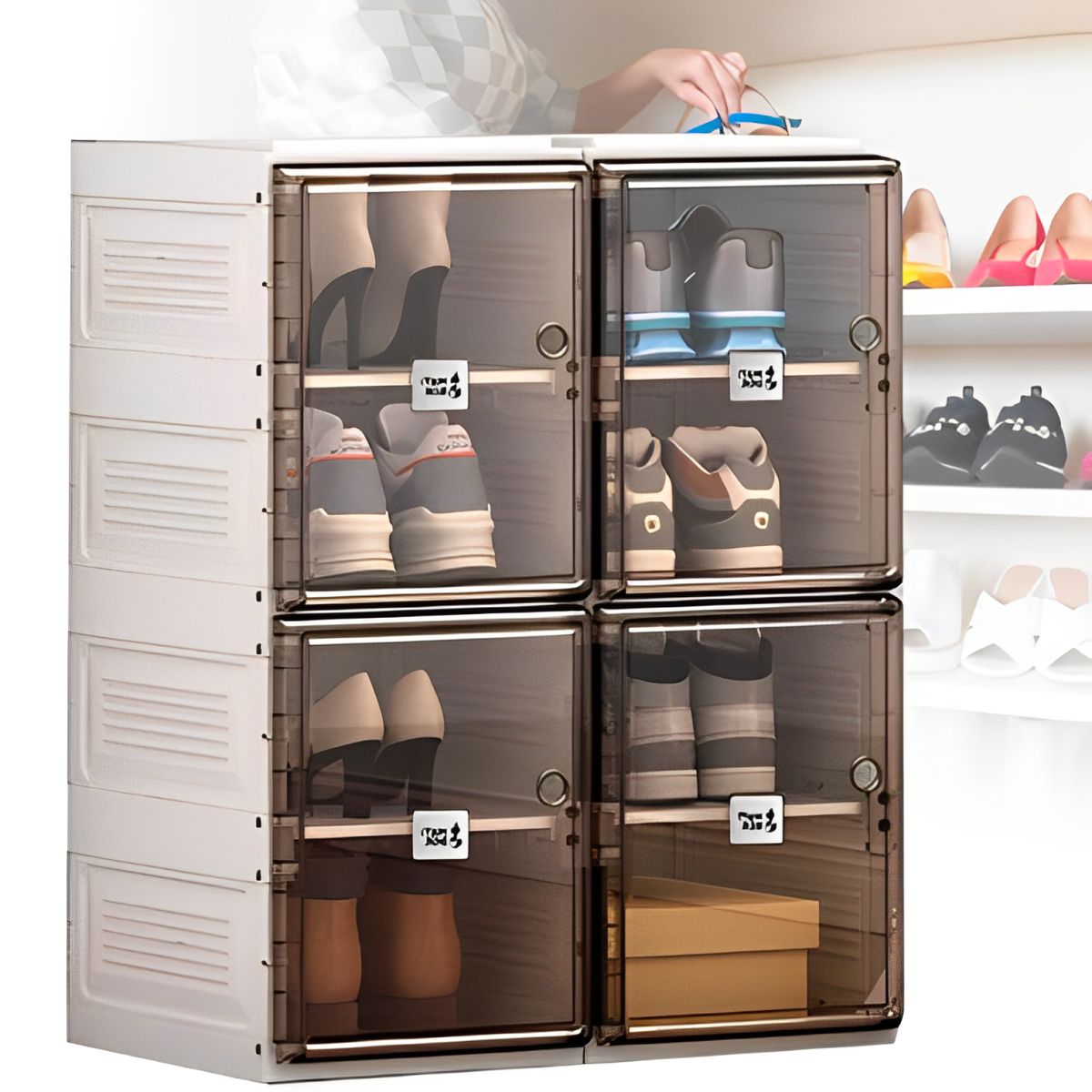 GENERICO - ZAPATERA- ORGANIZADOR   4 NIVELES CON 2 PUERTAS