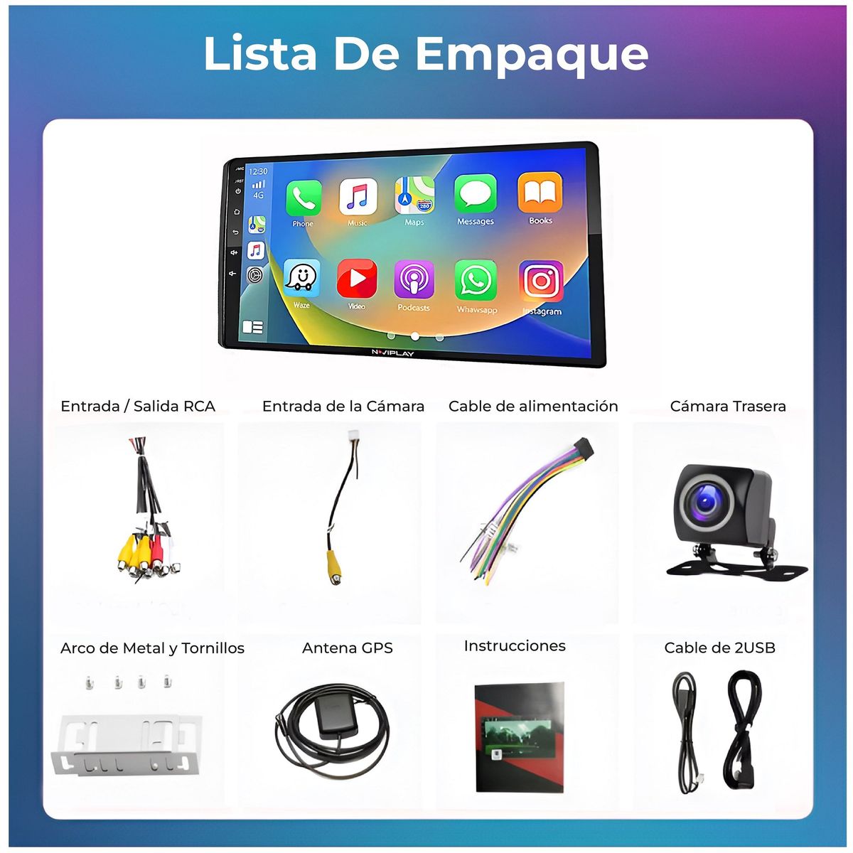 GENERICO - Autoradio Android NAVYPLAY 4GB +32GB Carplay +Auto 9Pulg Usb Bt Wifi