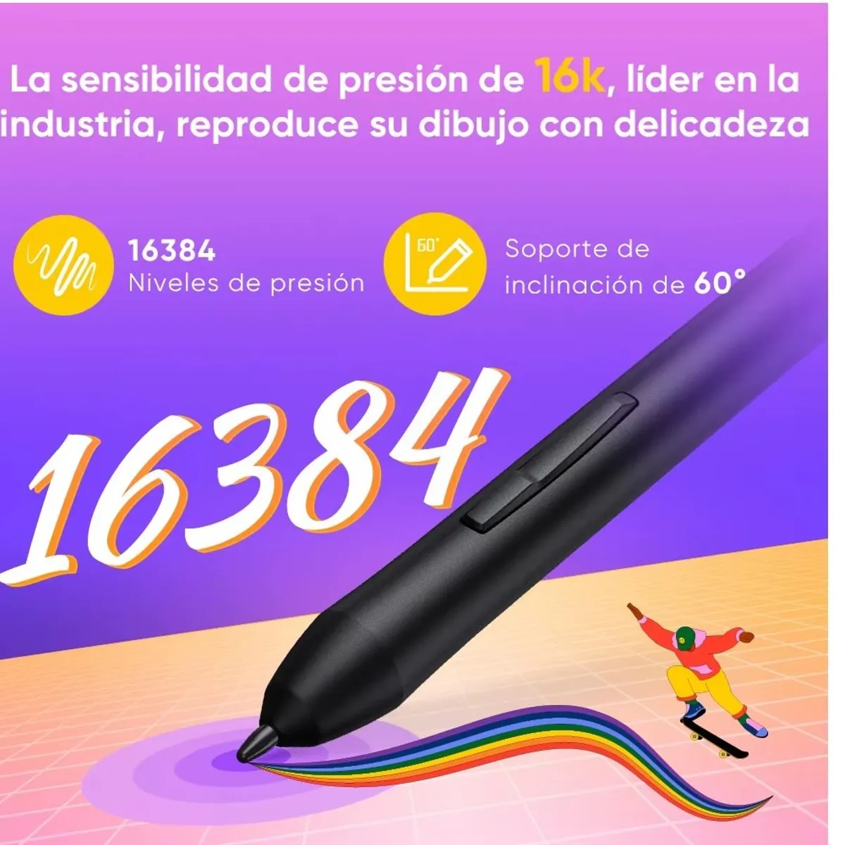 XP PEN - Tableta Grafica XP-PEN Deco 640 16cm x 9cm, 16,384 (16K) niveles, USB C, Negro