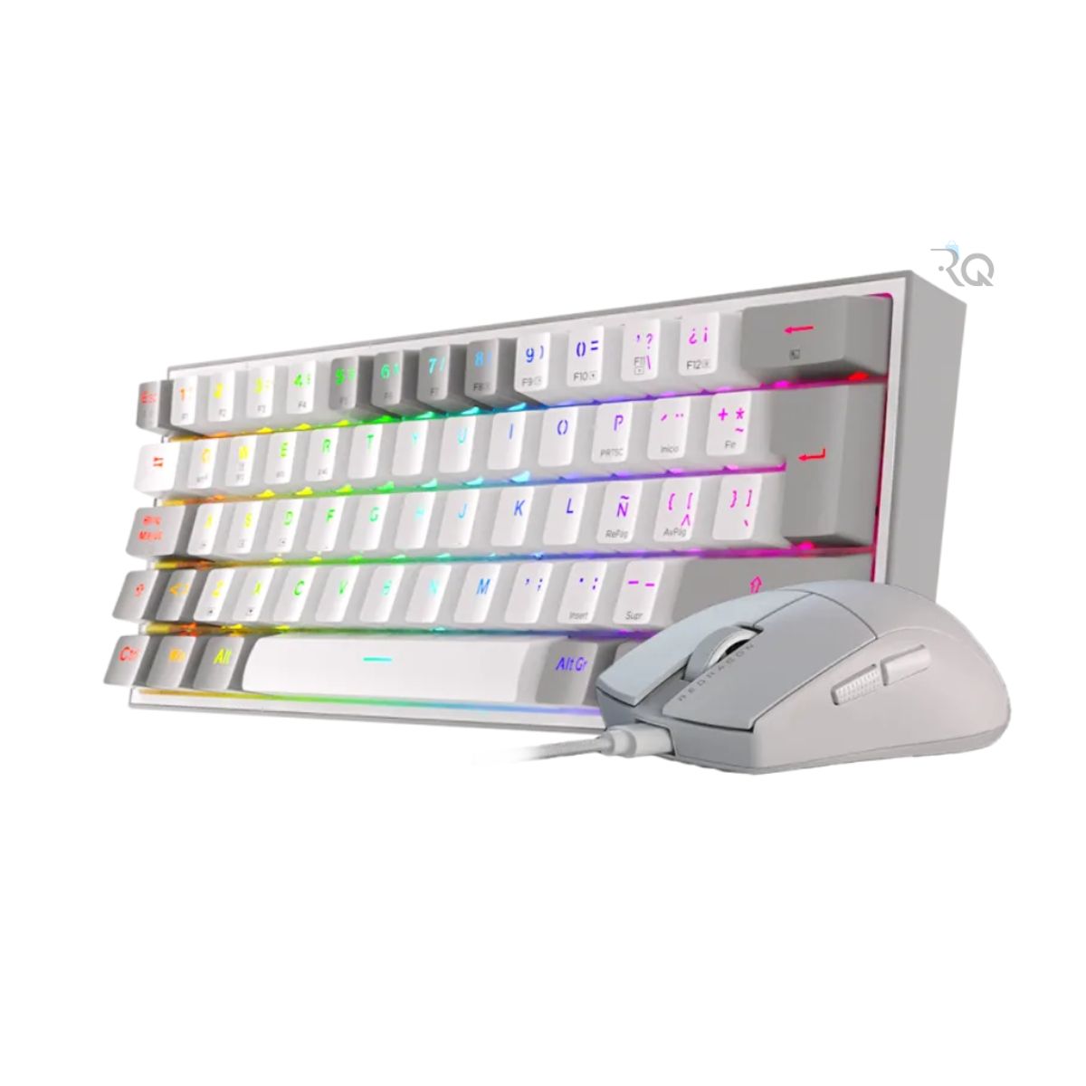 REDRAGON - Combo Redragon S143 Teclado K617RGB FIZZ SP + Mouse M724 White