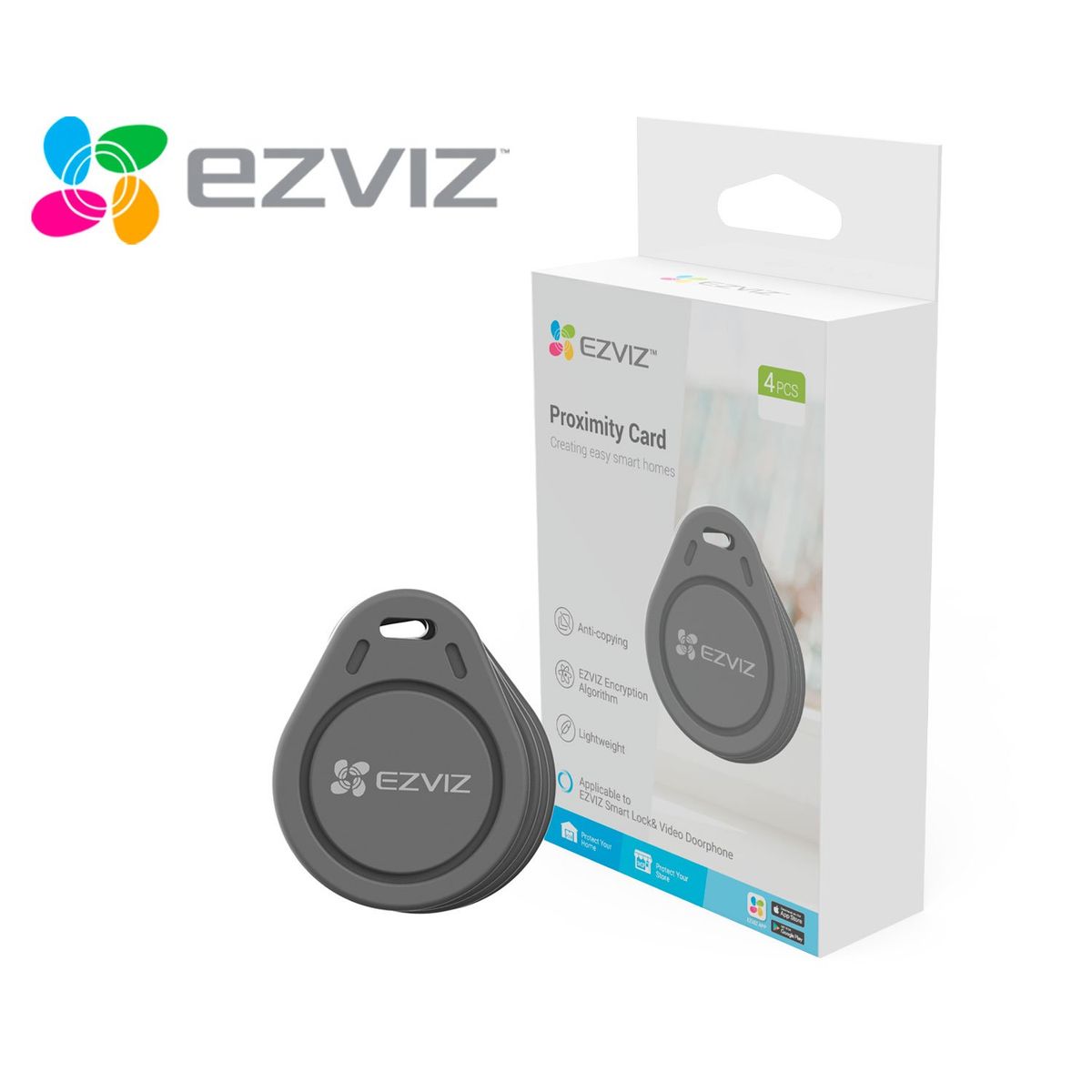 EZVIZ - Pack 4 Tarjetas de proximidad RFID Ezviz Apertura Inteligente