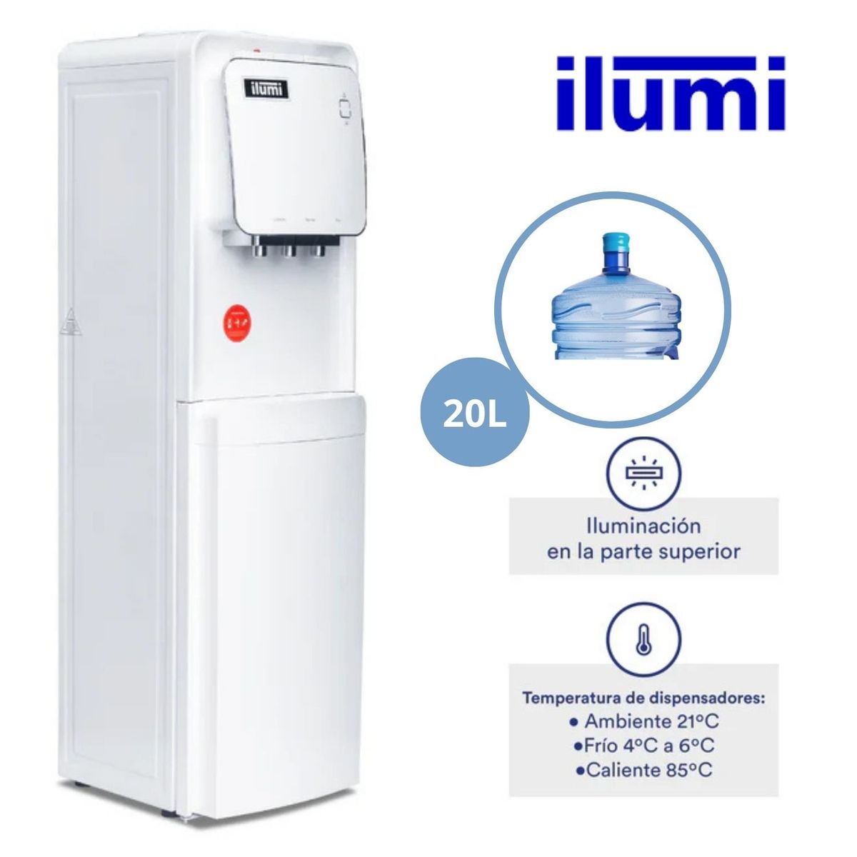 ILUMI - Dispensador de Agua con Friobar Integrado Ilumi
