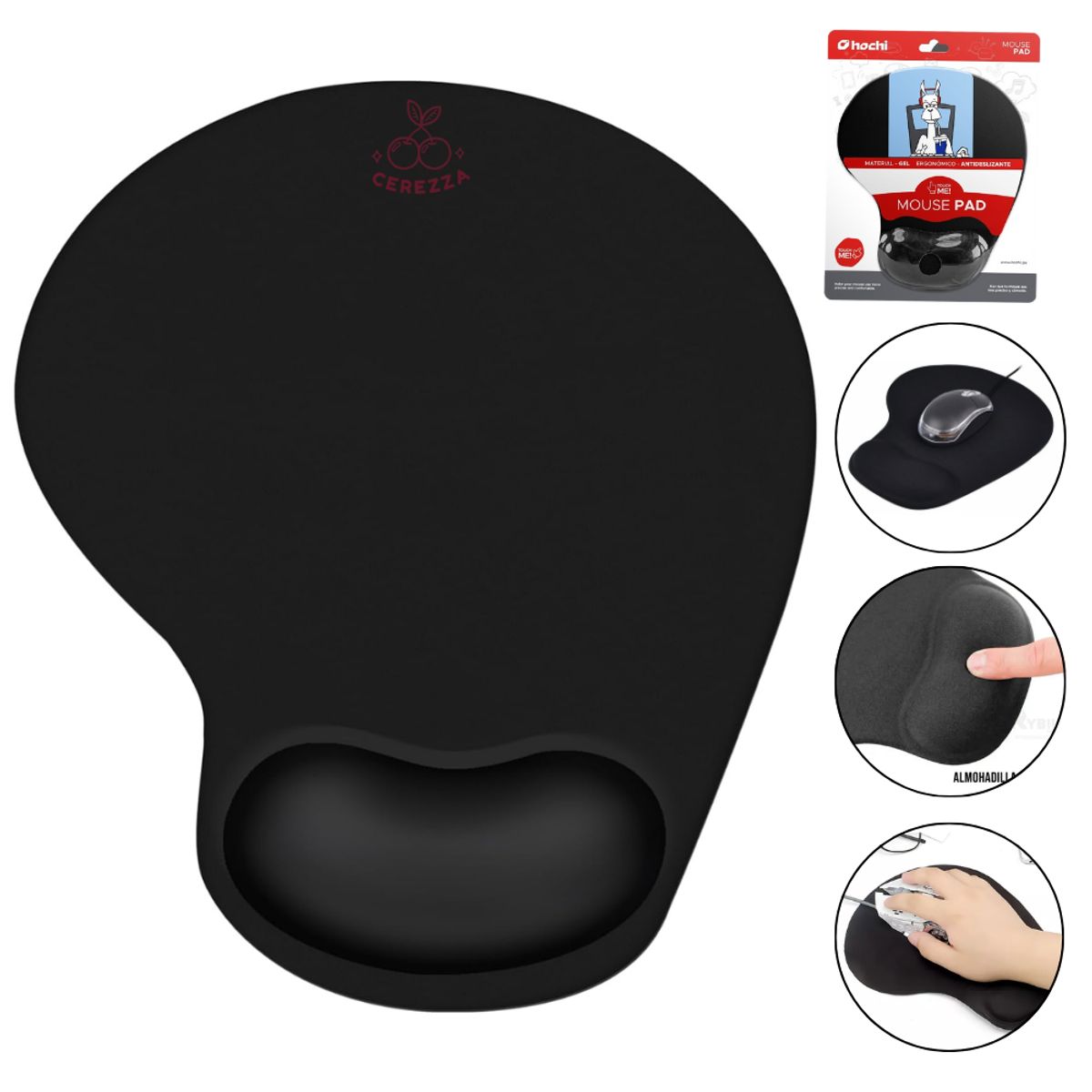 GENERICO - MOUSE PAD ERGONOMICO CON SOPORTE ALMOHADILLA DE GEL NEGRO