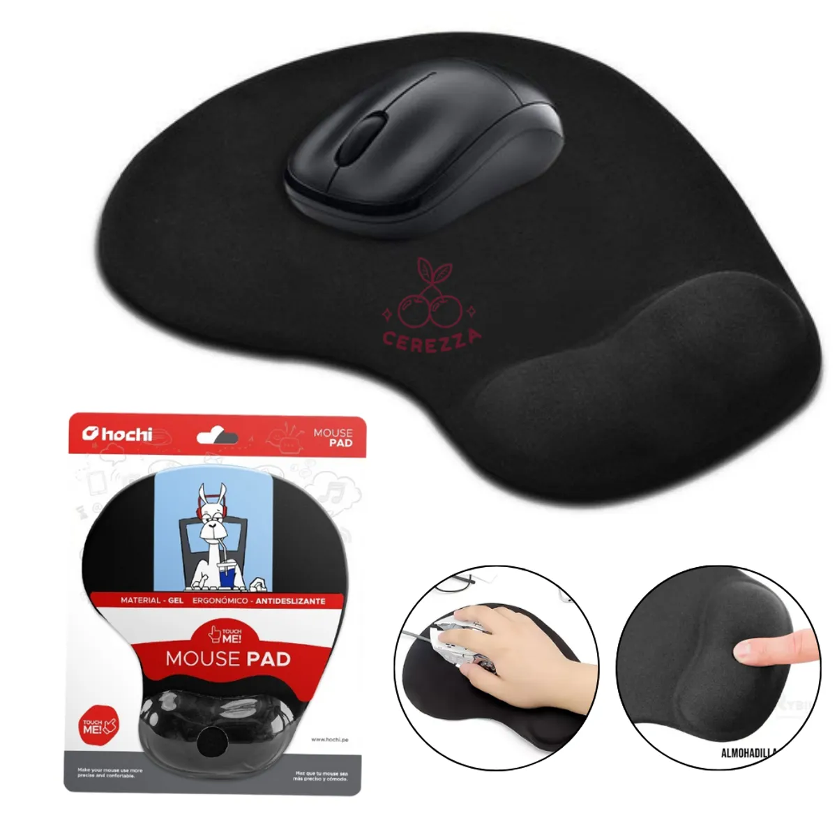 GENERICO - Pad Mouse Ergonómico Con Apoyo En Gel Para La Muñeca  Negro