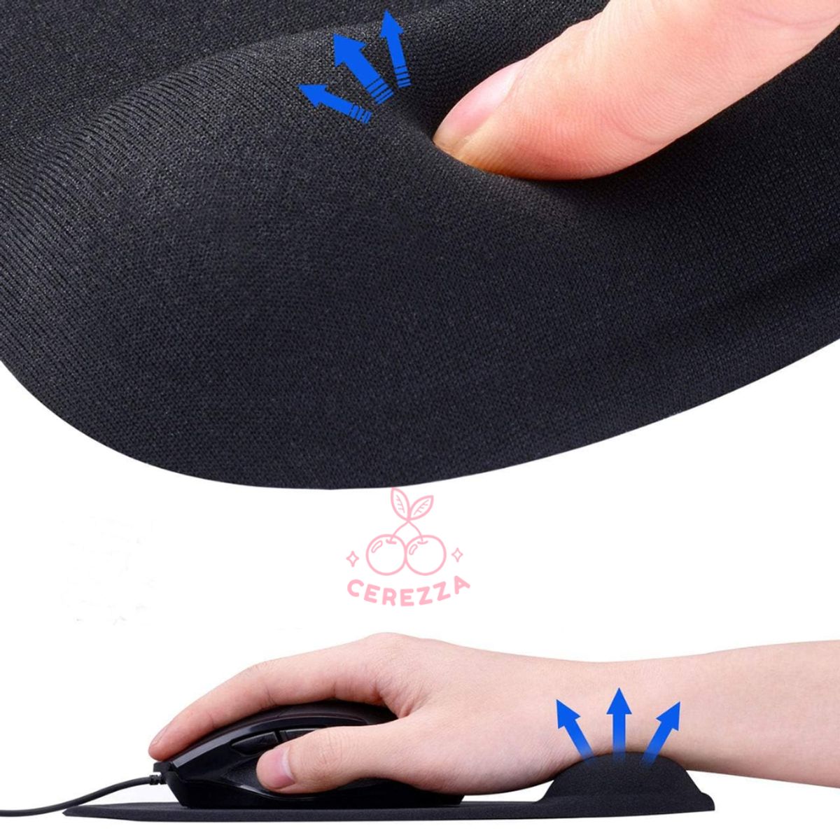 GENERICO - Pad Mouse Ergonómico Con Apoyo En Gel Para La Muñeca  Negro
