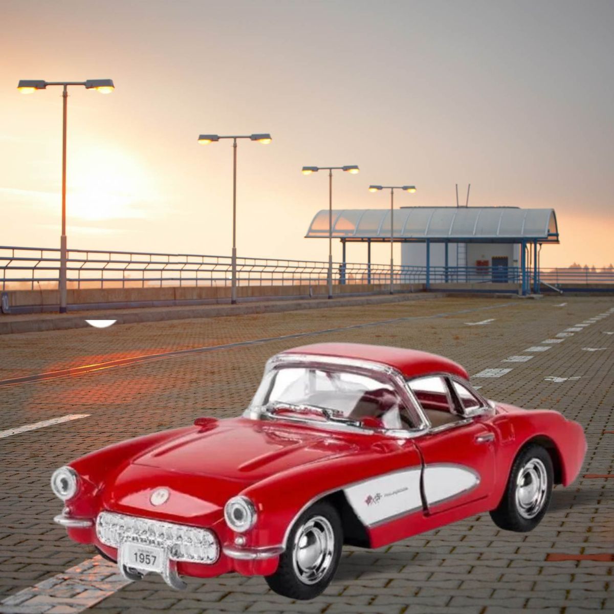 GENERICO - Auto Clasic Corvette de 1957 Rojo13 Cm