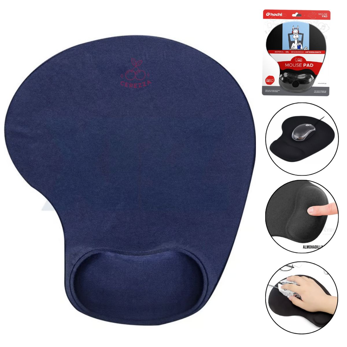 GENERICO - MOUSE PAD ERGONOMICO CON SOPORTE ALMOHADILLA DE GEL AZUL OSCURO