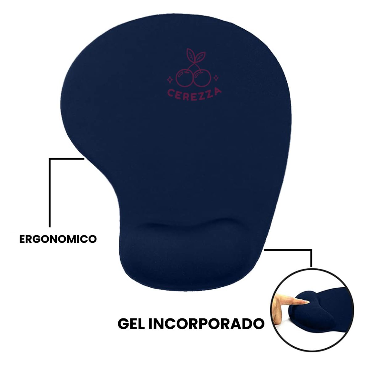 GENERICO - Pad Mouse Ergonómico Con Apoyo En Gel Para La Muñeca Azul Oscuro