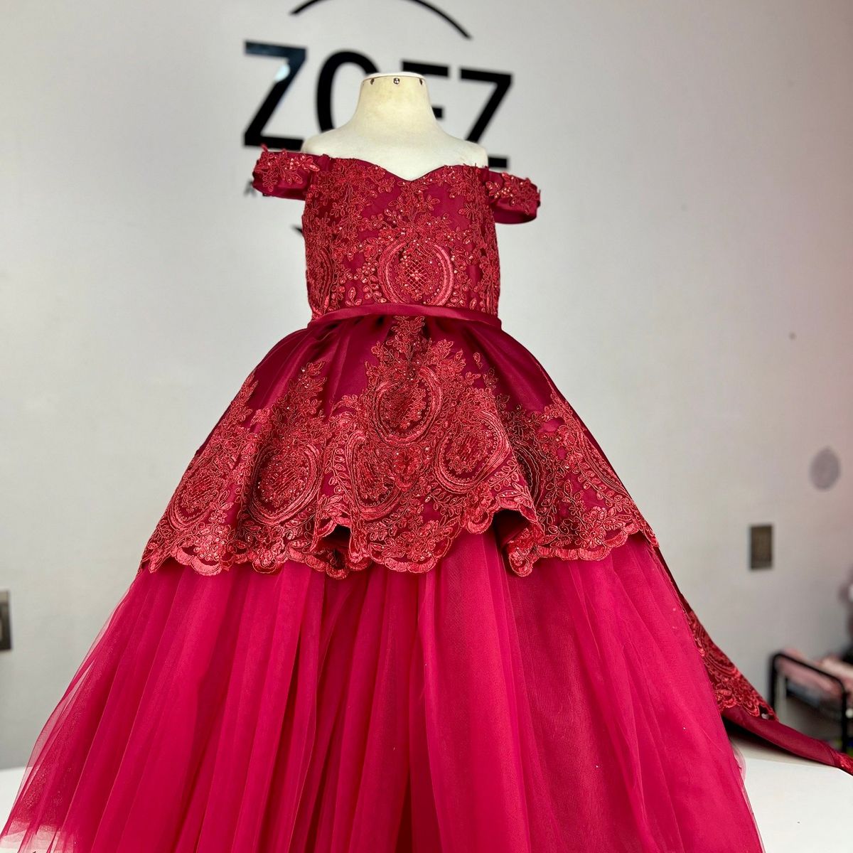 GENERICO - Vestido Elegante Color conchevino con Cola Desmontable para niñas