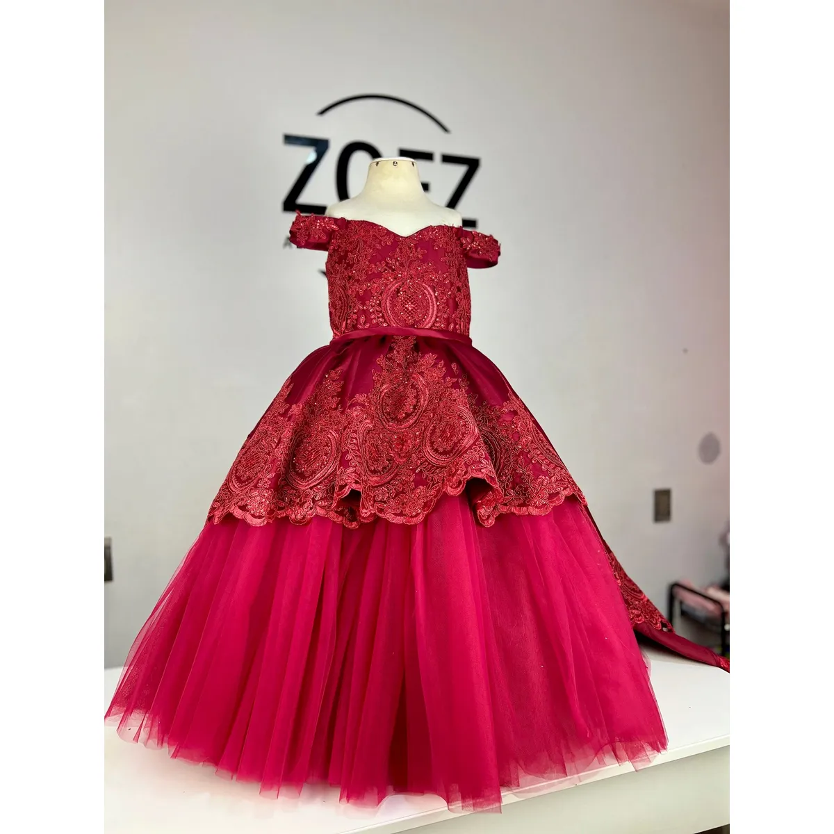 GENERICO - Vestido Elegante Color conchevino con Cola Desmontable para niñas