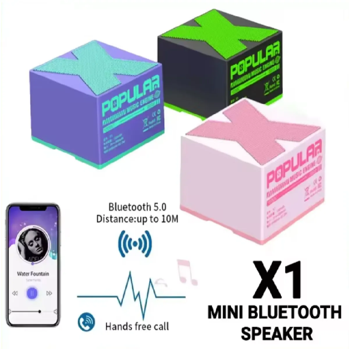 GENERICO - MINI ALTAVOZ X1 BLUETOOTH INALÁMBRICO CON SUBWOOFER INTEGRADO VERDE