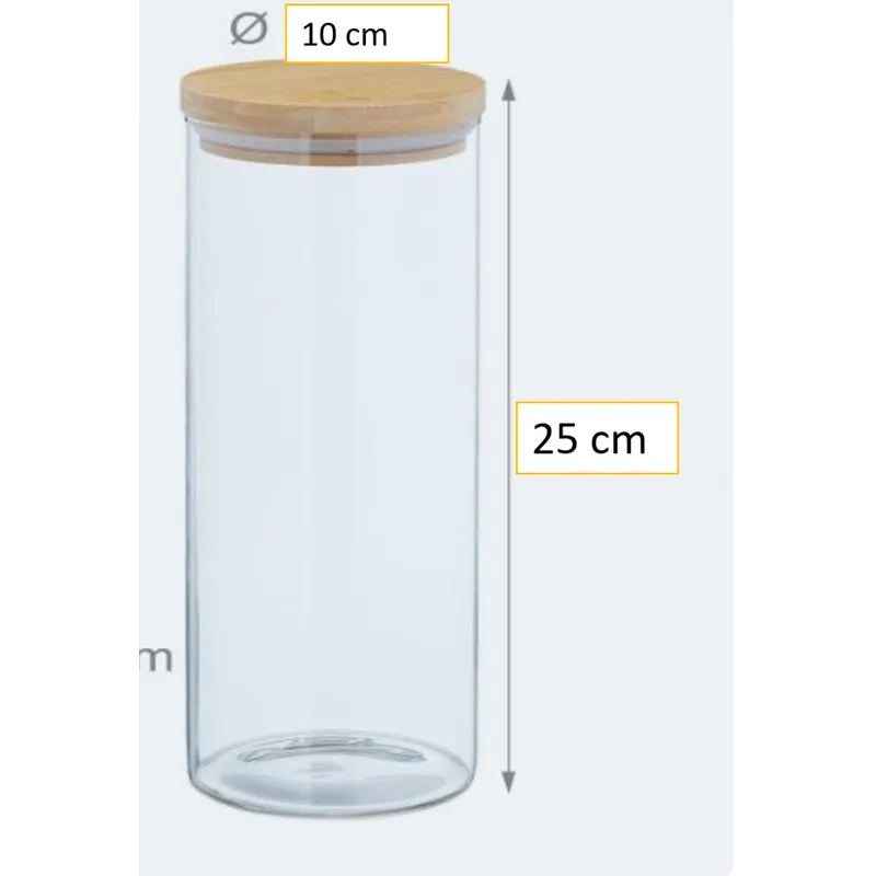 GENERICO - Frasco de vidrio con Tapa de Bambu 10 * 25 cm