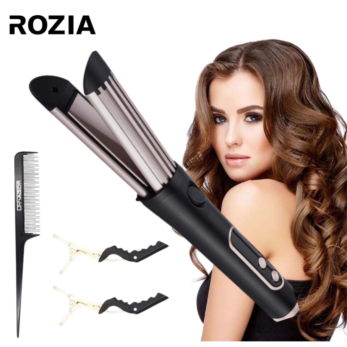 SEISA - Plancha Profesional Alisadora Rizadora Para Cabello Rozia HR-866