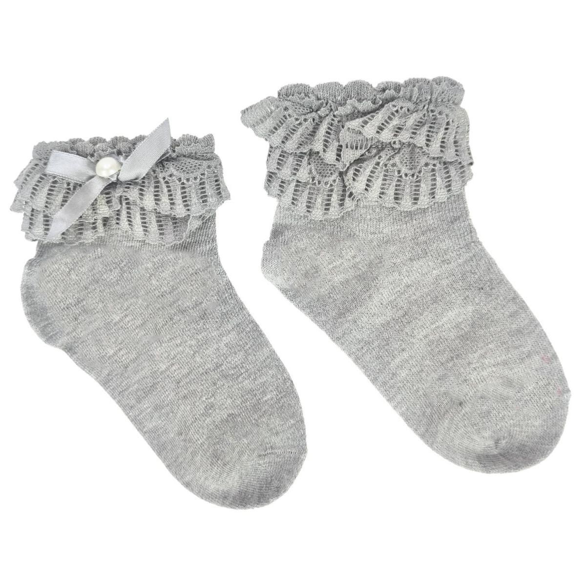 GENERICO - Medias con lazo en el tobillo para niña - Gris
