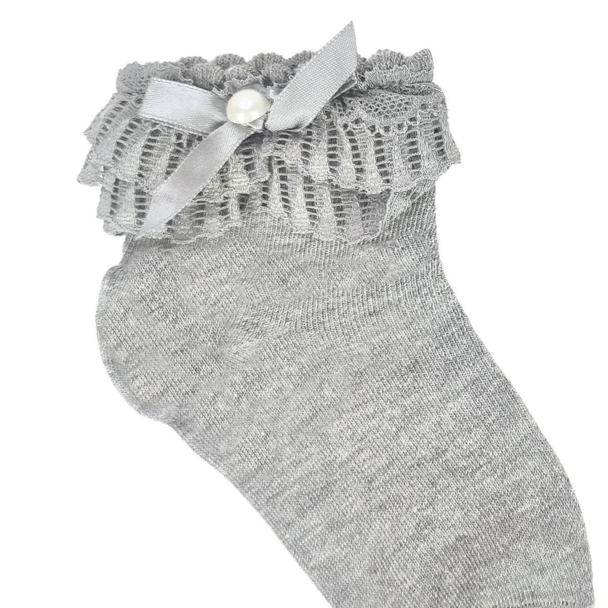 GENERICO - Medias con lazo en el tobillo para niña - Gris