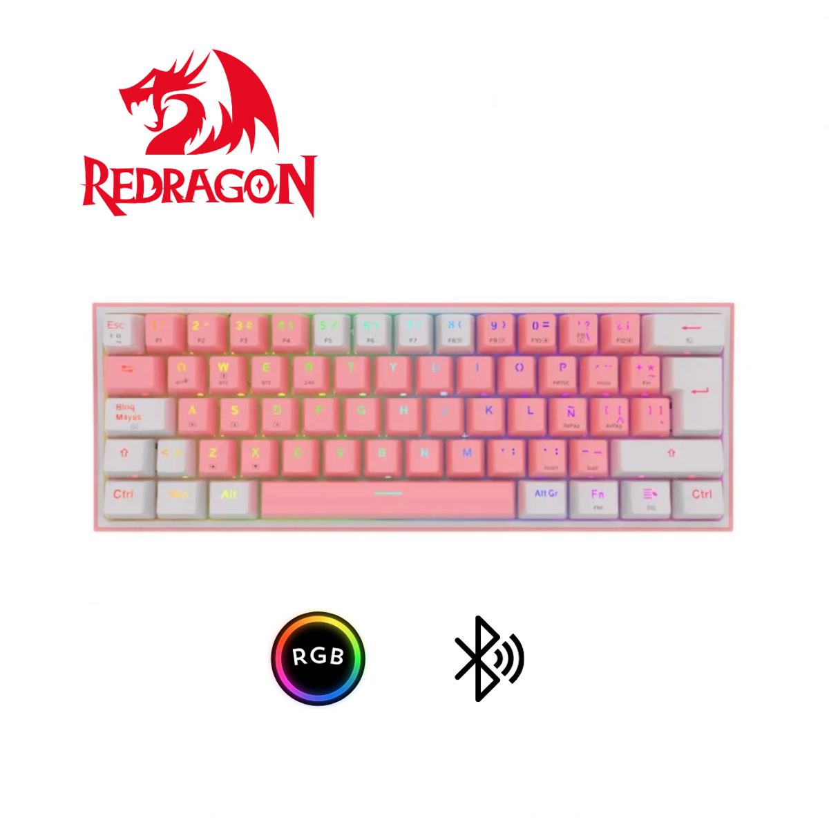 REDRAGON - Teclado Mecánico Gamer Redragon FIZZ PRO Wireless Spanish K616-RGB-PW