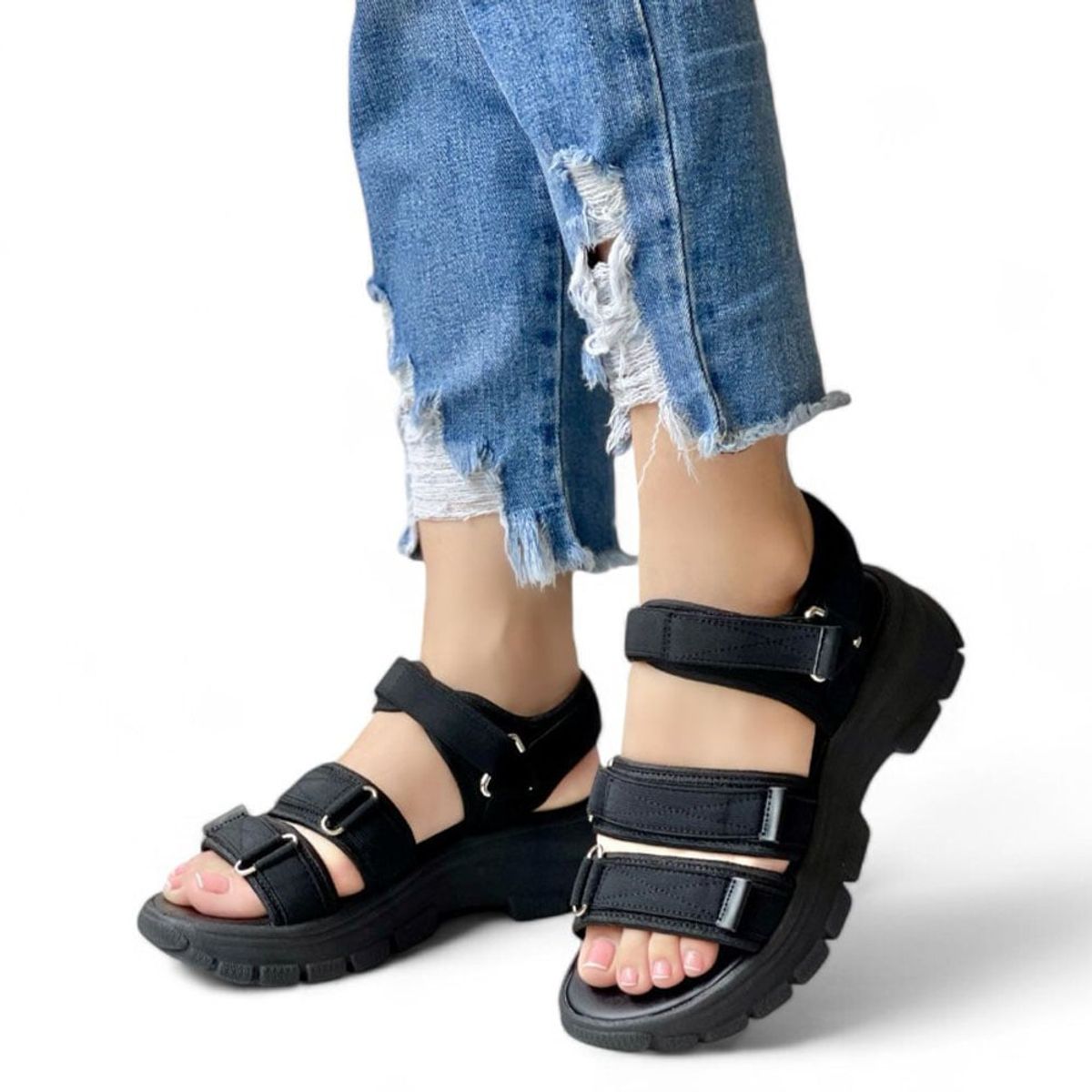 GENERICO - Sandalia Mujer Yomar Err. Precio Libertad 3 En 1 1022L-50 Maya Y Liga Negro