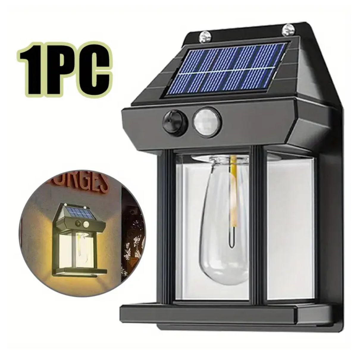 SEISA - Lampara Luz LED Con Panel Solar con Sensor de Movimiento Iluminacion