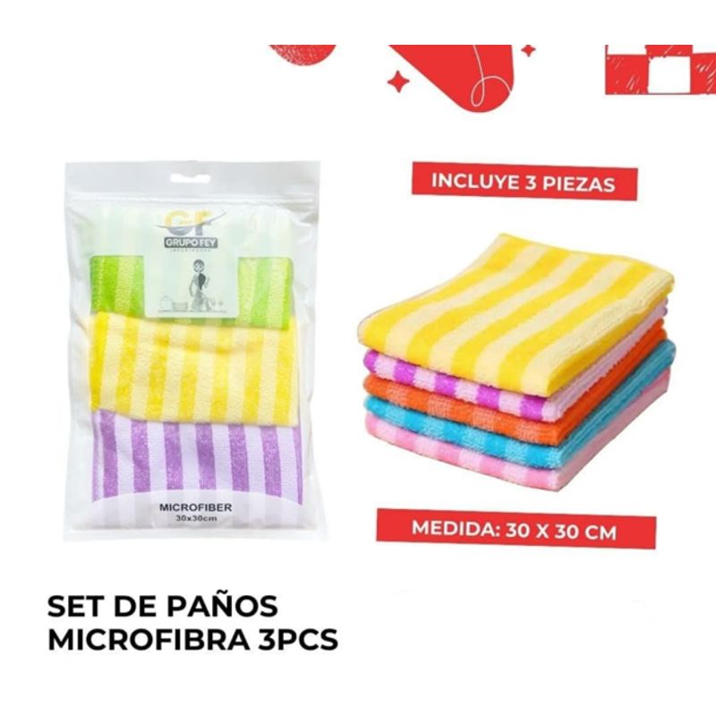 GENERICO - Set de Paños Microfibra 3pcs