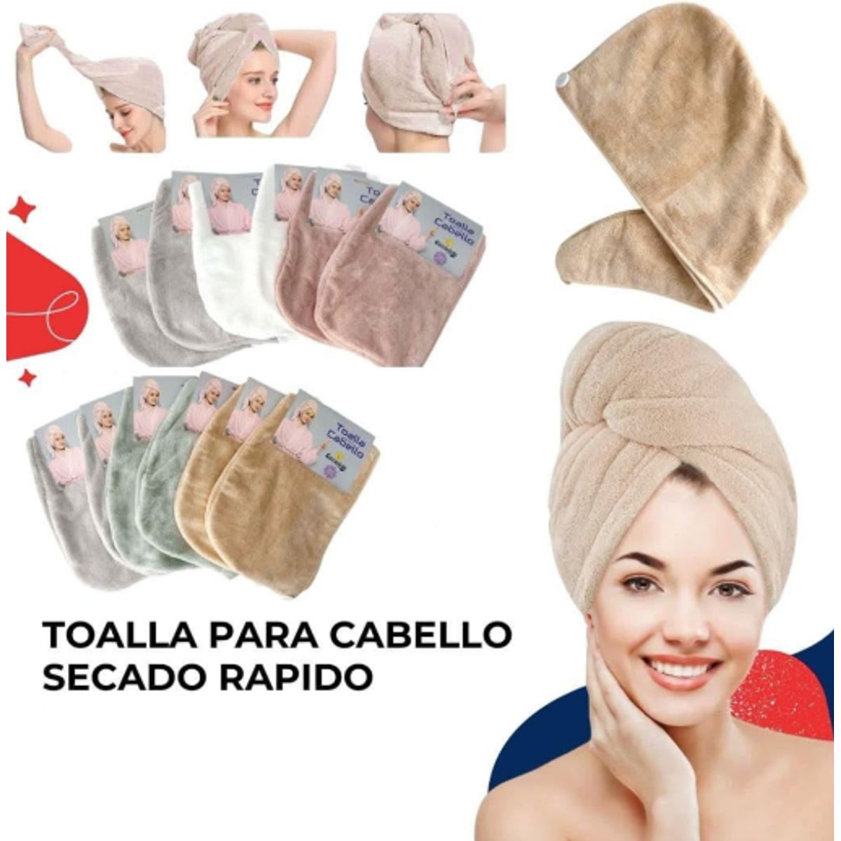 GENERICO - Toalla de cabeza turbante