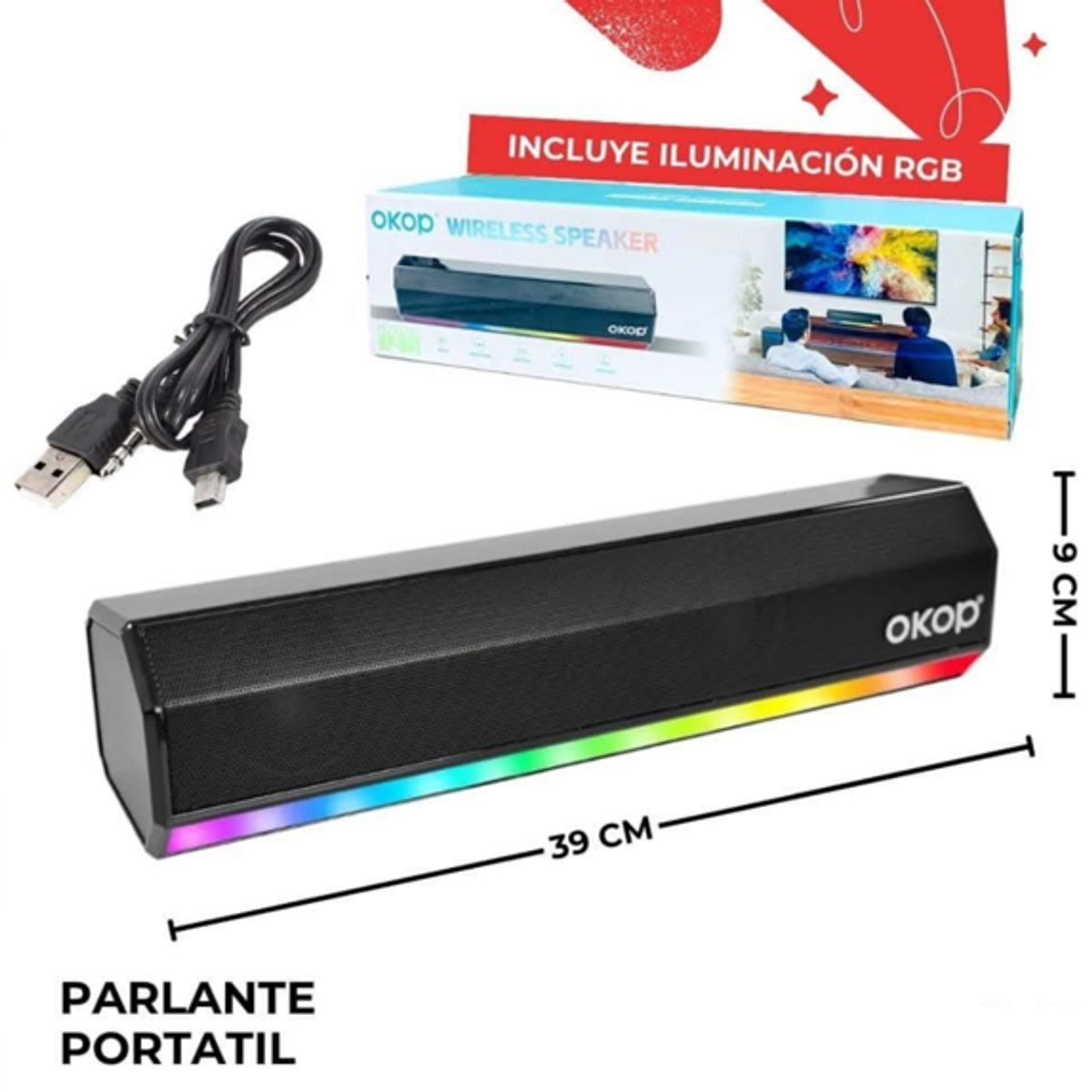 GENERICO - Parlante Portátil con Luces