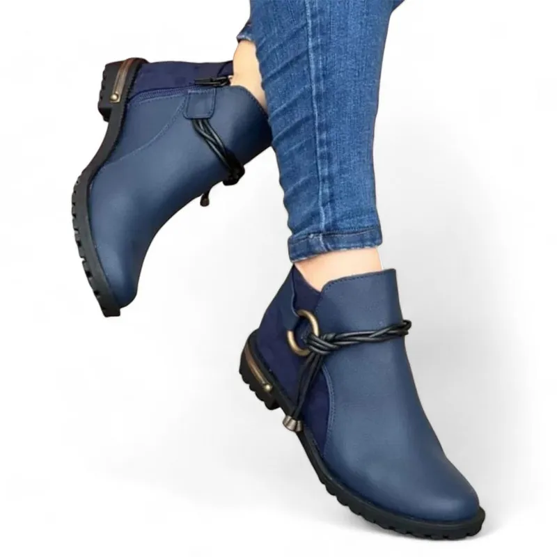 GENERICO - Botin mujer casual trensas taco 2 2086L-50 color azul.-