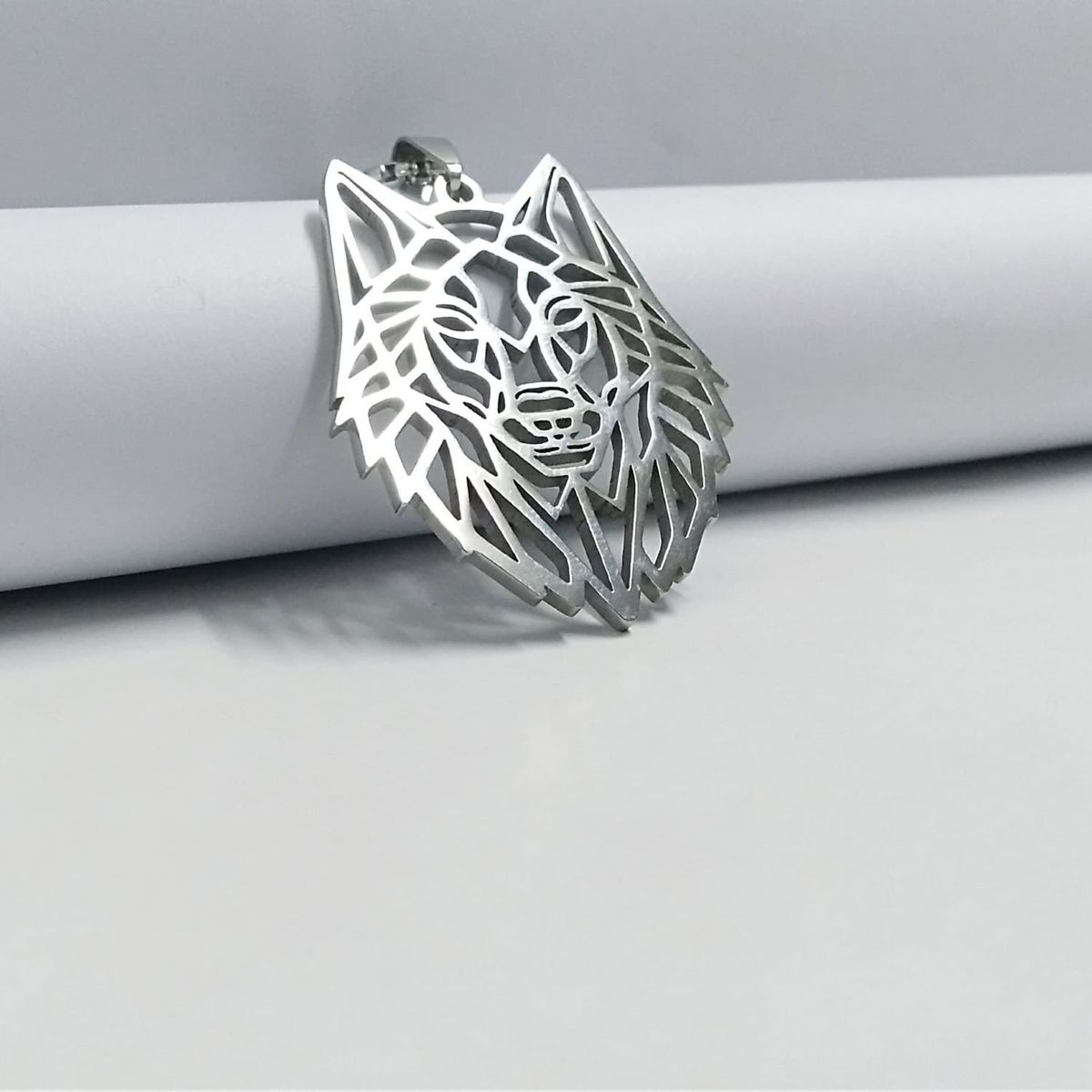 GENERICO - Collar de lobo acero inoxidable 316L PLATEADO