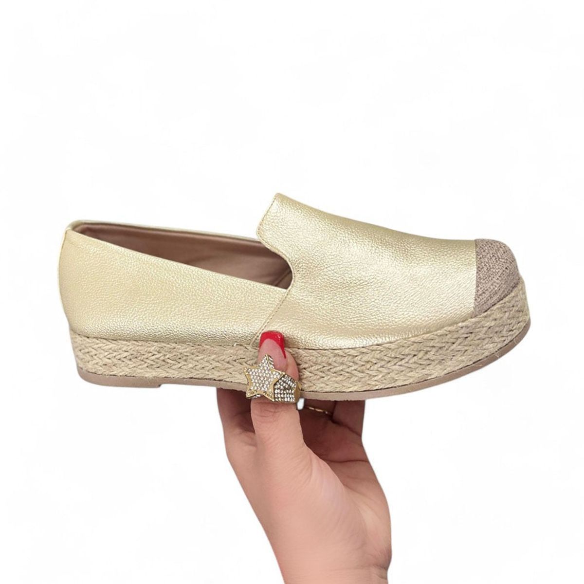 GENERICO - mocasin mujer ANGIE ALTURA 3cm 015L-45 color dorado