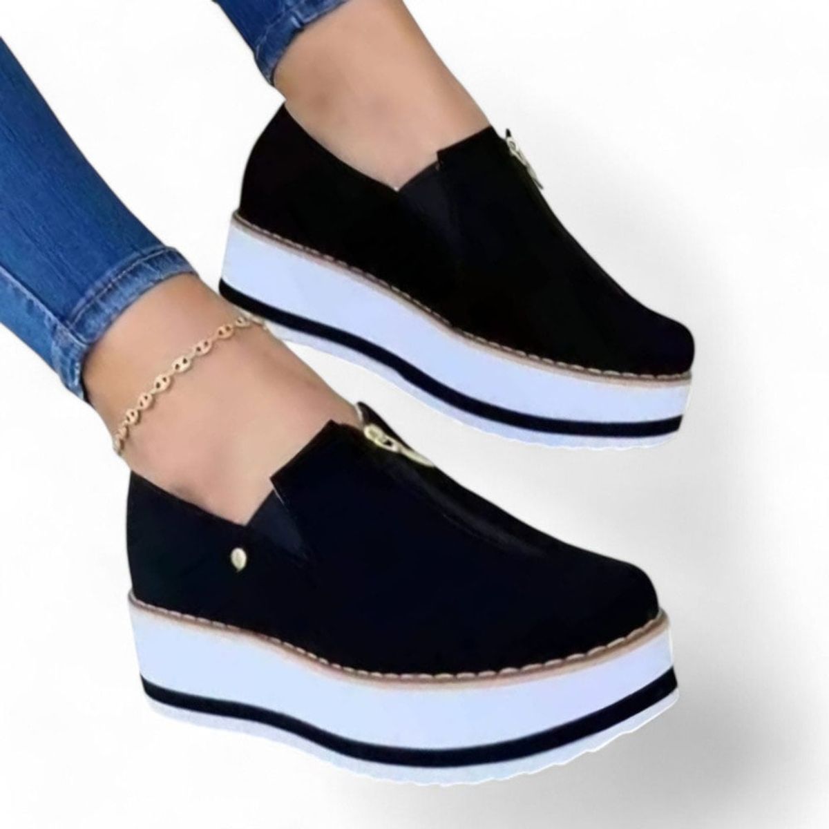 GENERICO - Zapatilla mujer sin pasador urban 2086L-48 color negro.-