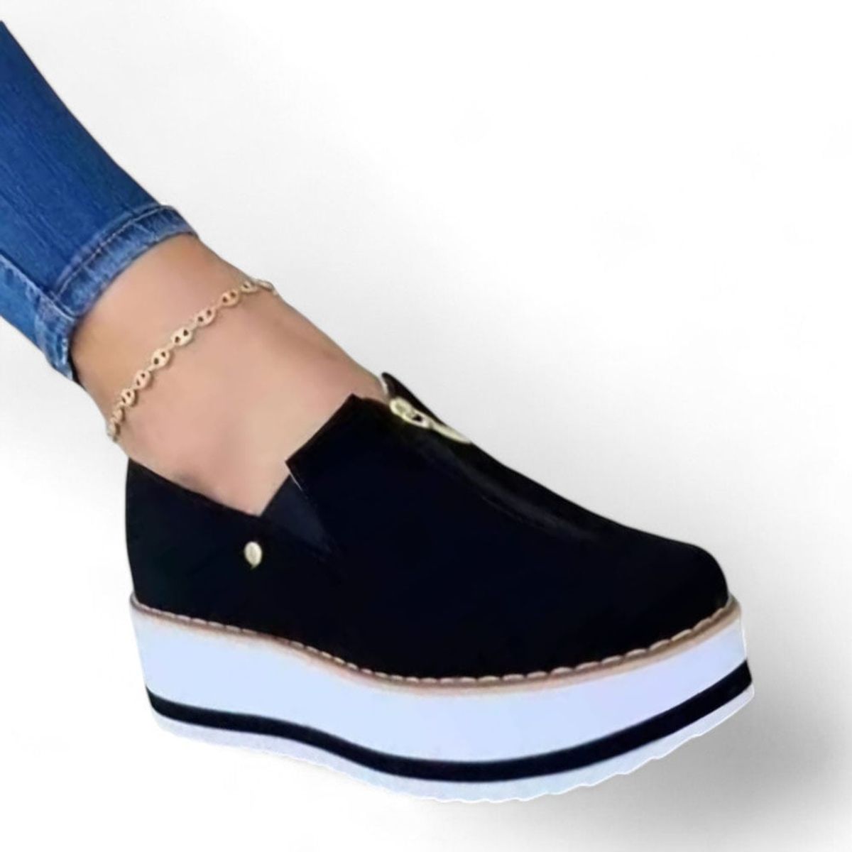 GENERICO - Zapatilla mujer sin pasador urban 2086L-48 color negro.-