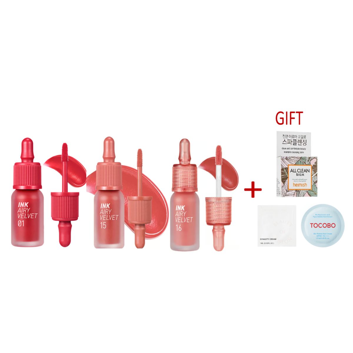 PERIPERA - PERIPERA INK AIRY VELVET SET RED 01, PINK 16 AND CORAL 15