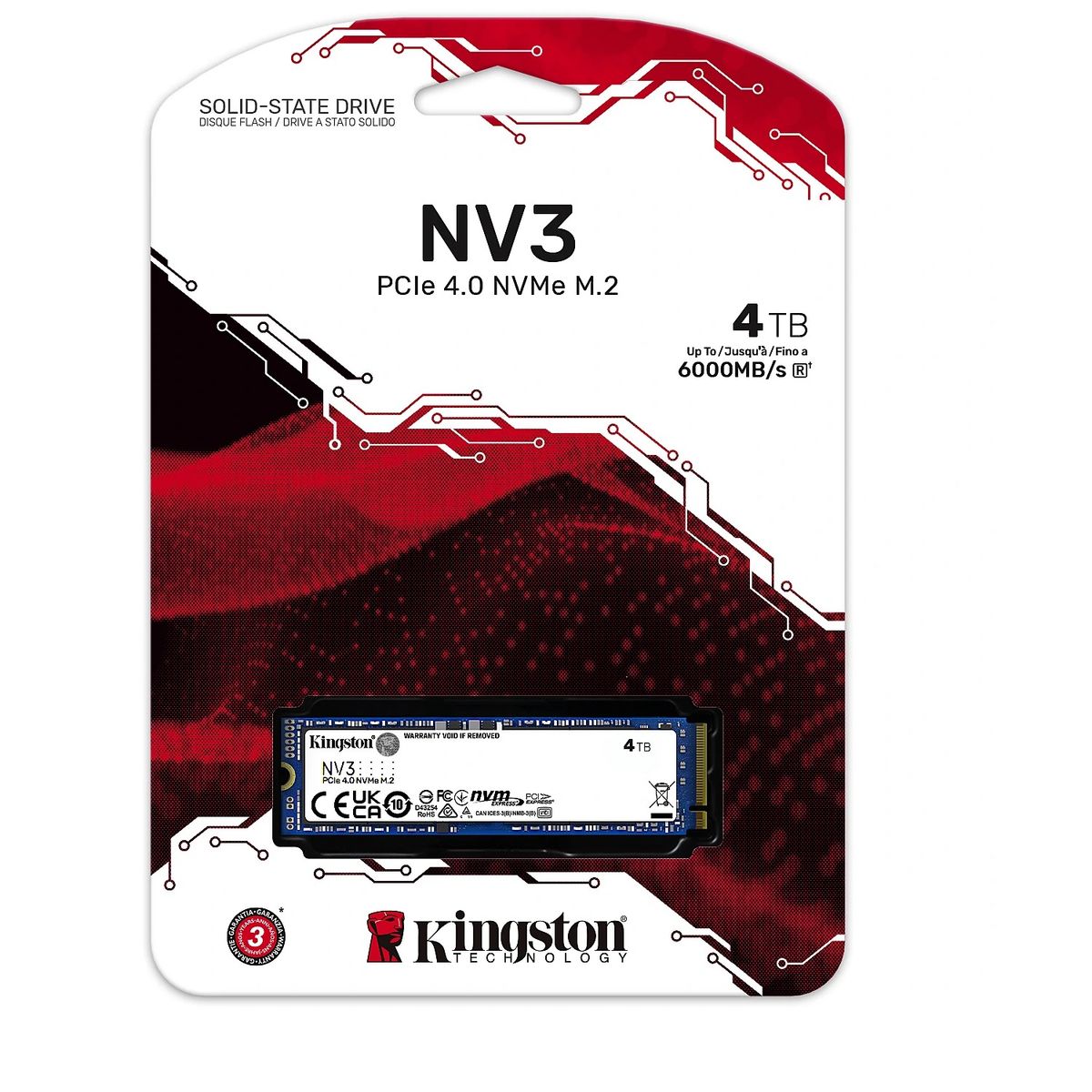 KINGSTON - DISCO SOLIDO KINGSTON NV3 4TB  SNV3S/4000G PCIE 4.0- NVME M.2- GEN4