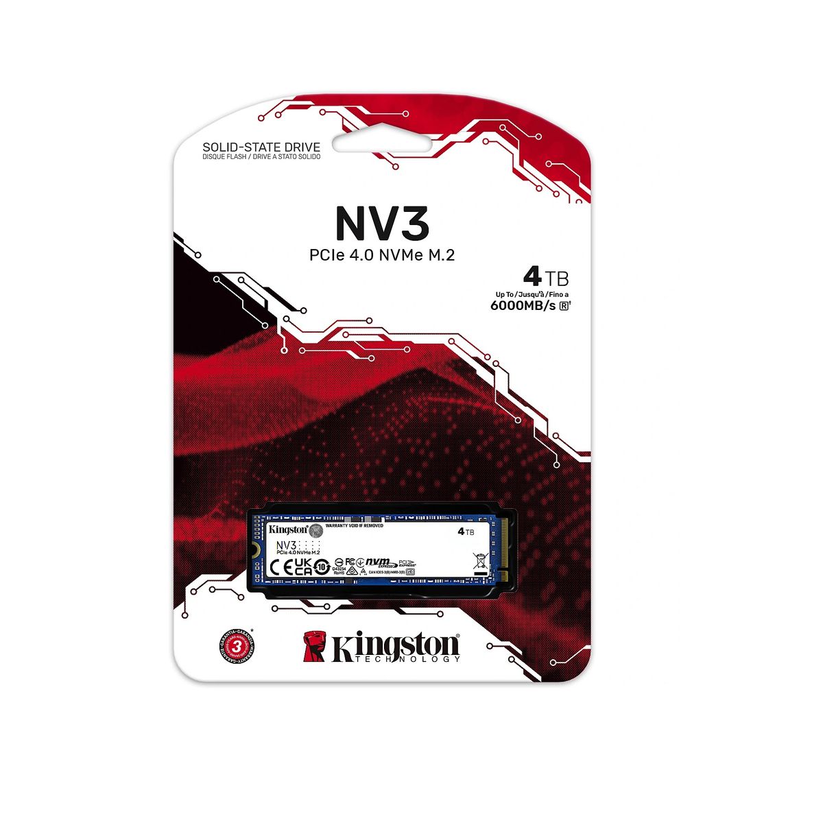 KINGSTON - DISCO SOLIDO KINGSTON NV3 4TB  SNV3S/4000G PCIE 4.0- NVME M.2- GEN4