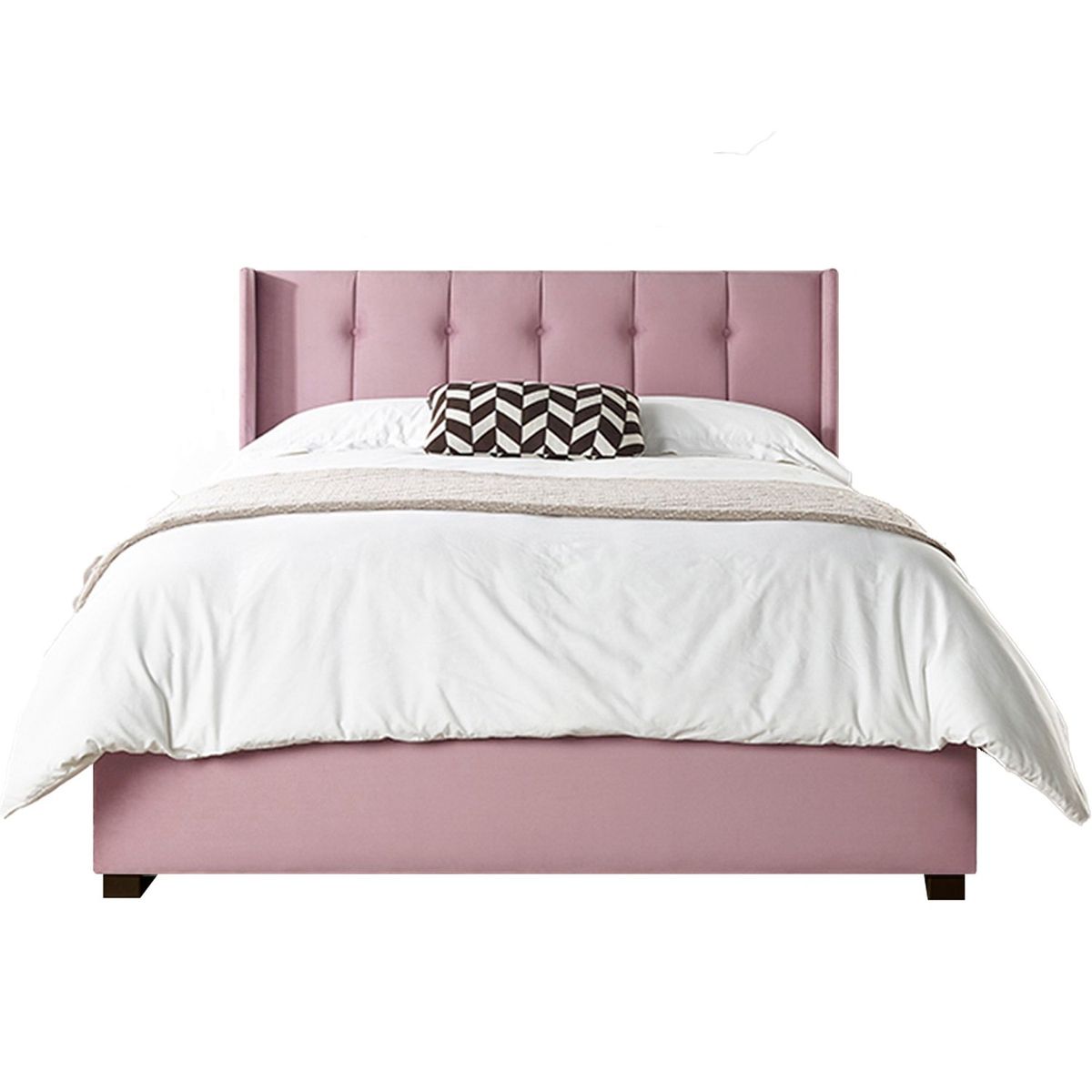 GENERICO - Cama Tapizada Listón con Botones Palo Rosa 1.5 Plz