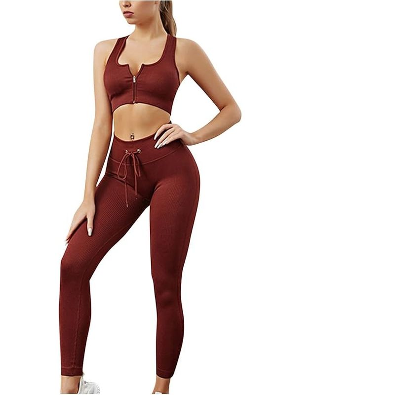 GENERICO - Conjunto deportivo de 2 piezas para mujer sara vino