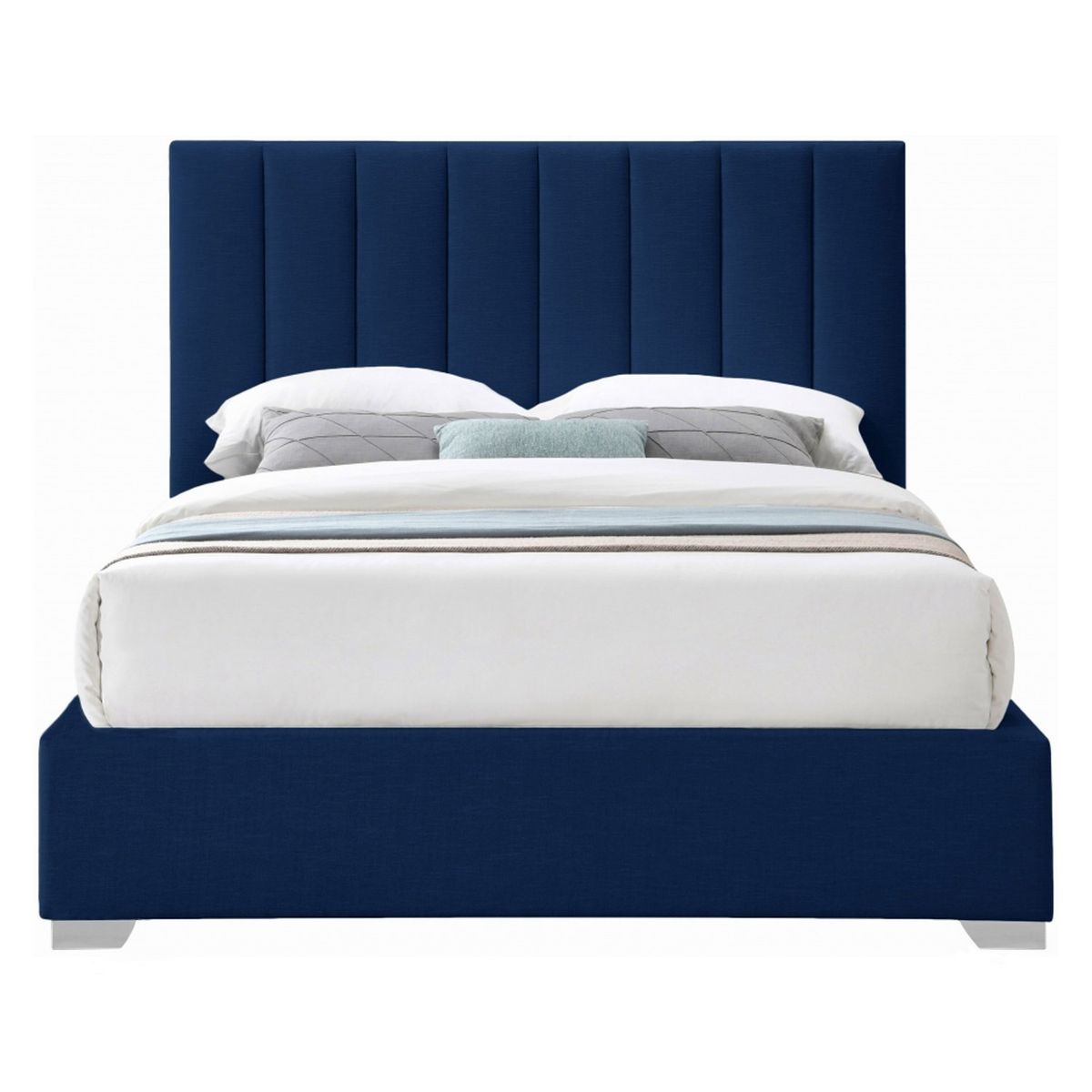 GENERICO - Cama Tapizada Listón Clavel Azul Queen