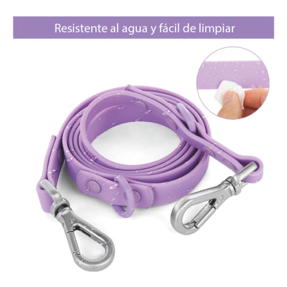 S&T - Correa Para Perros PVC Impermeable Lila - Talla S