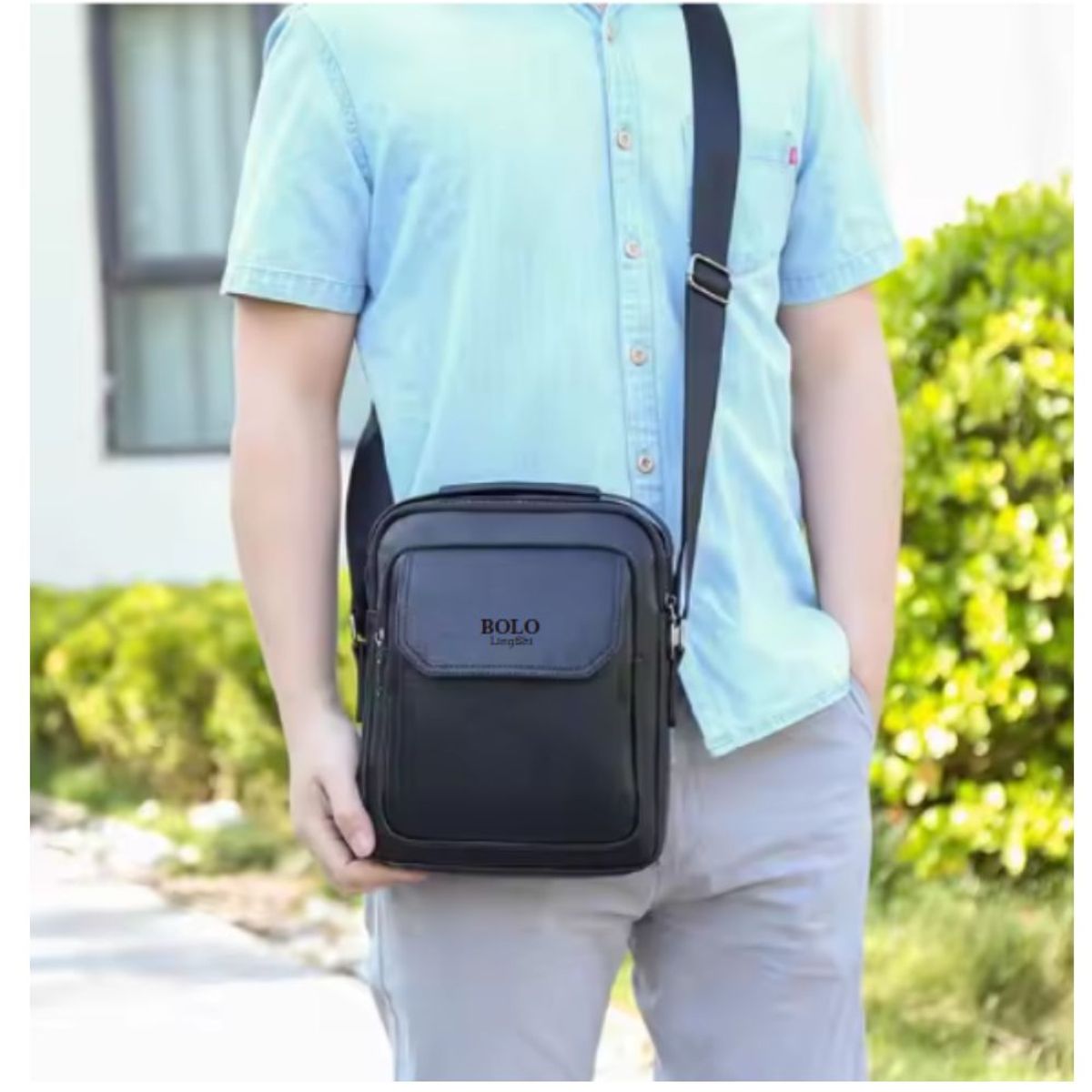 GENERICO - Morral Hombre en Cuero PU Bandolera Elegante ejecutivo