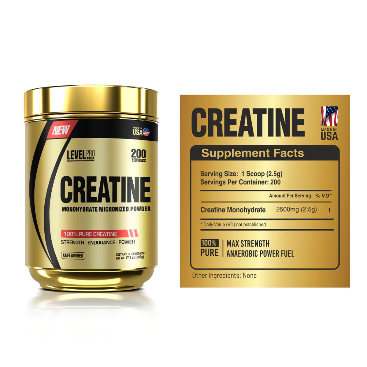 LEVEL PRO - Creatina Level Pro 500 g - Creatina Monohidratada y Micronizada