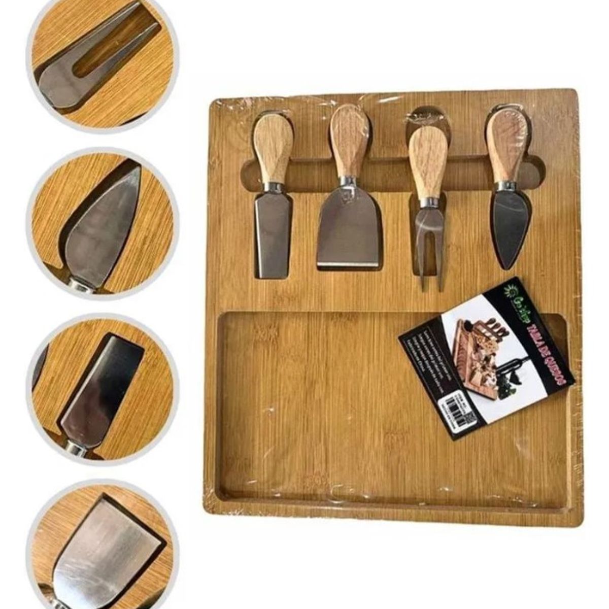 GENERICO - Tabla de Queso o Piqueos con 4 Cuchillos