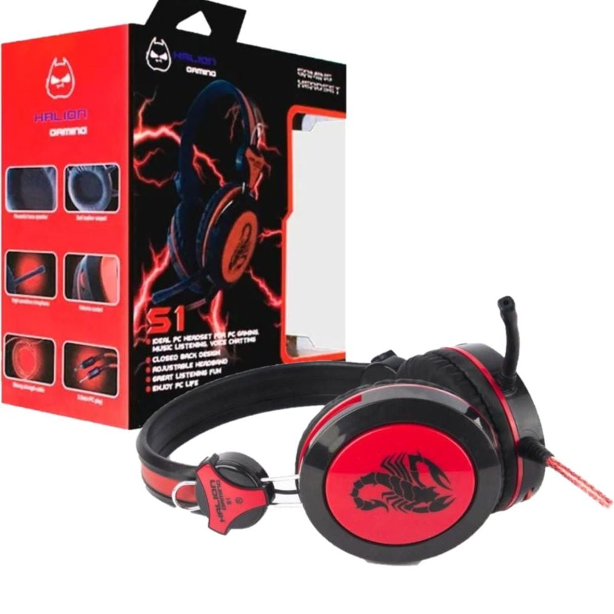 HALION - Auricular Gamer - S1 Scorpion Rojo