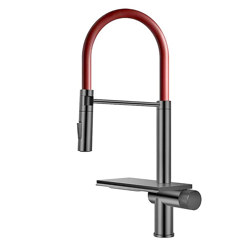 HIGRILL - Grifería multifuncional Deluxe con Cascada y Maguera Flexible Roja