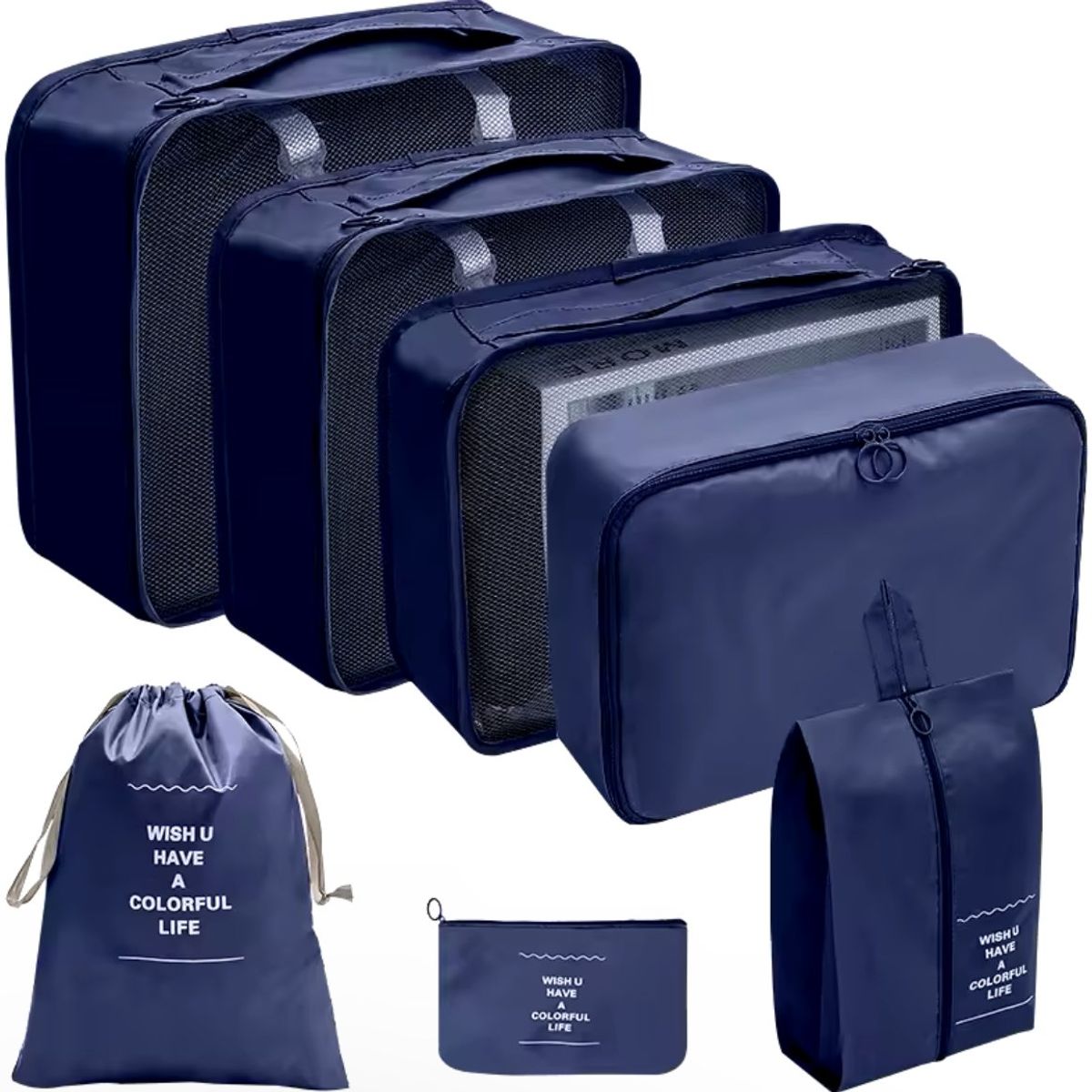 TRAVEL - Organizador para maleta Travel 7 piezas impermeable - Azul