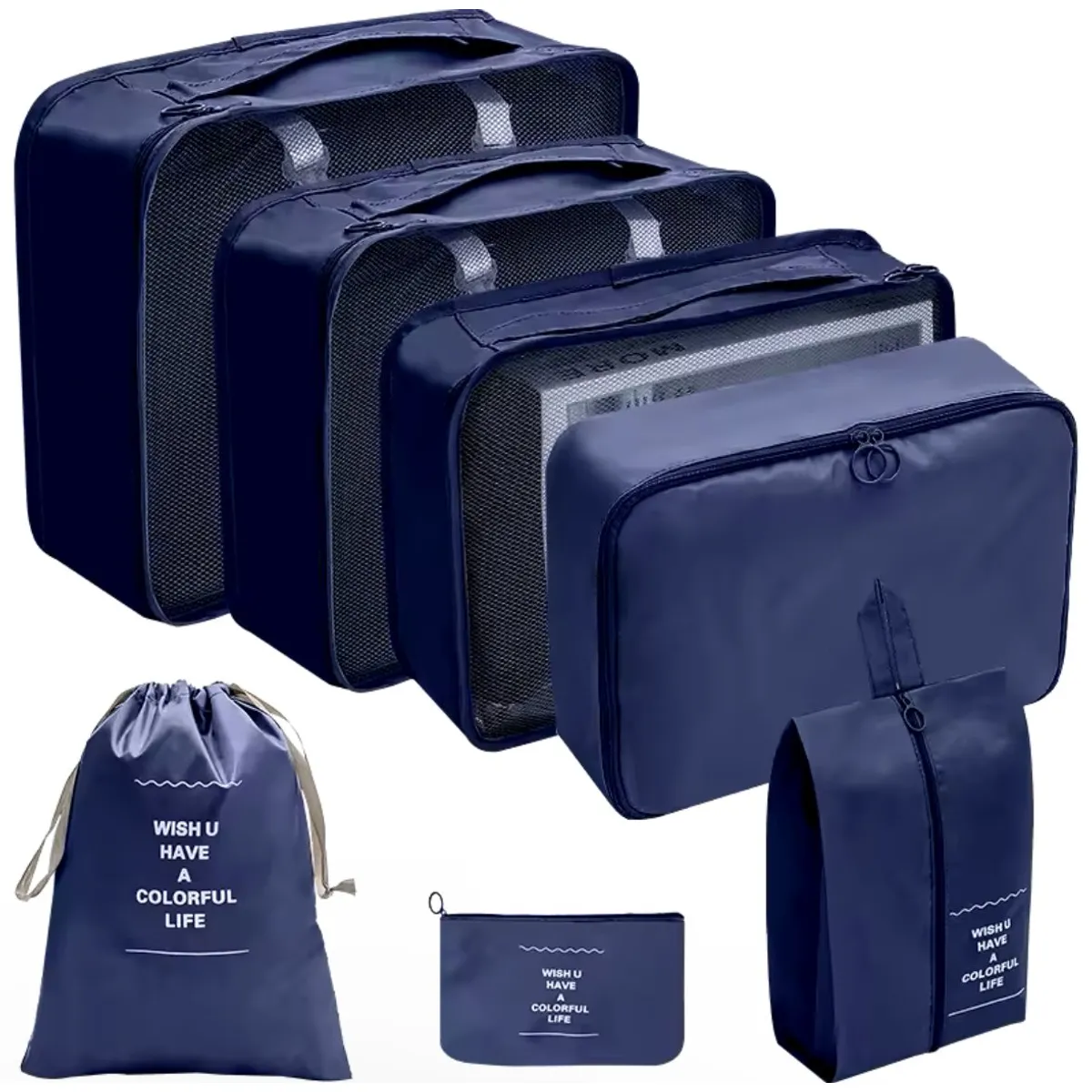 TRAVEL - Organizador para maleta Travel 7 piezas impermeable - Azul