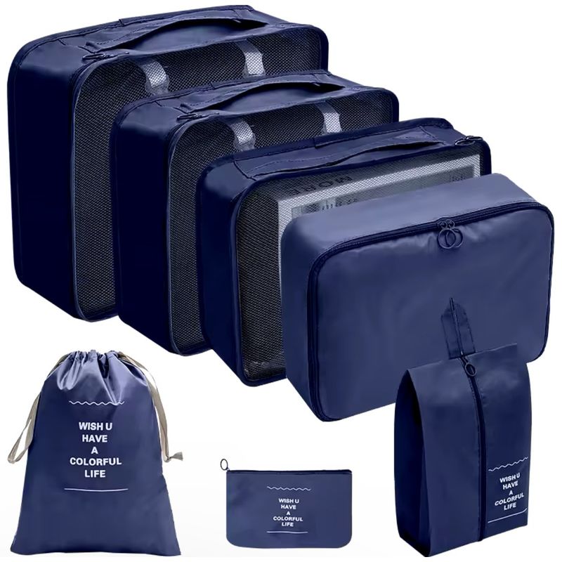 TRAVEL - Organizador para maleta Travel 7 piezas impermeable - Azul