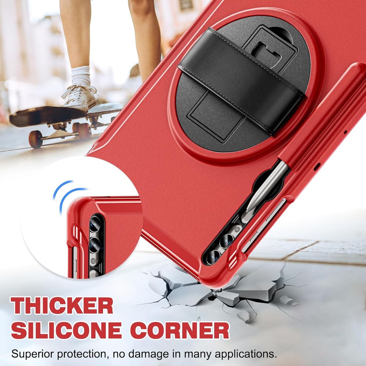 FUNDAANTIGOLPES - Funda Armor 360° para Tablet Samsung S9 - S9 FE Rojo