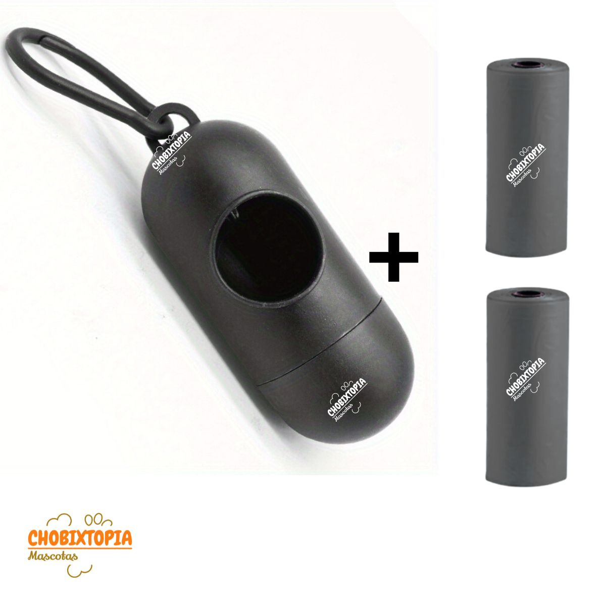 GENERICO - CAPSULA PORTA BOLSAS PARA DESECHOS NEGRO - CON 1 REPUESTO